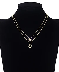 Unwritten Cubic Zirconia Gold-Tone Plated Western Icon Pendant Duo Pendant Necklace Set