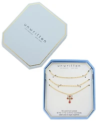 Unwritten Gold-Tone Plated Enamel Cross Pendant Trio Necklace Set