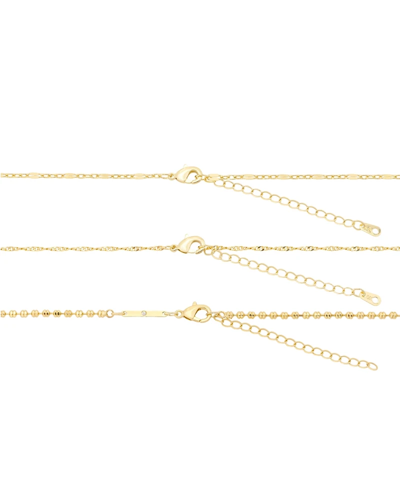 Unwritten Crystal Gold-Tone Plated Ruby Heart Pendant Trio Necklace Set
