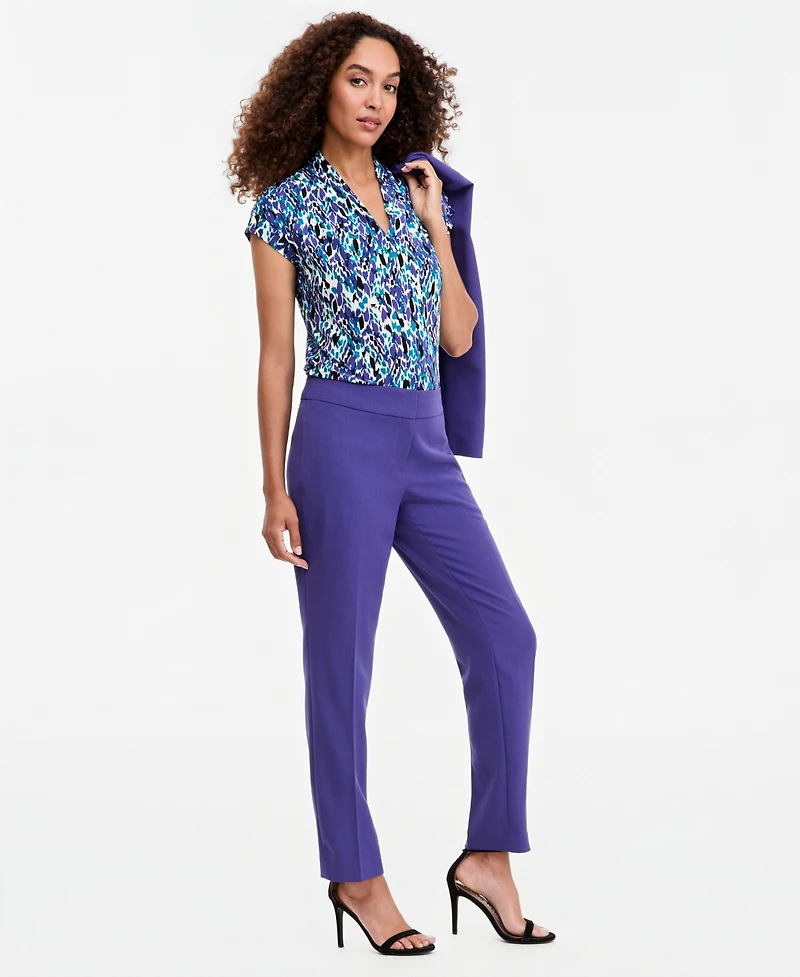 Kasper Women's Ava Straight Leg Crepe Mid-Rise Pants