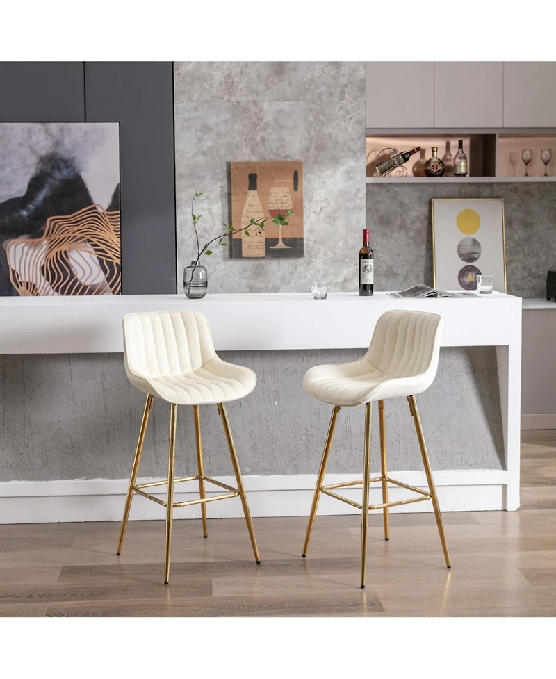 flynama 30" Velvet Counter Stools Set of 2