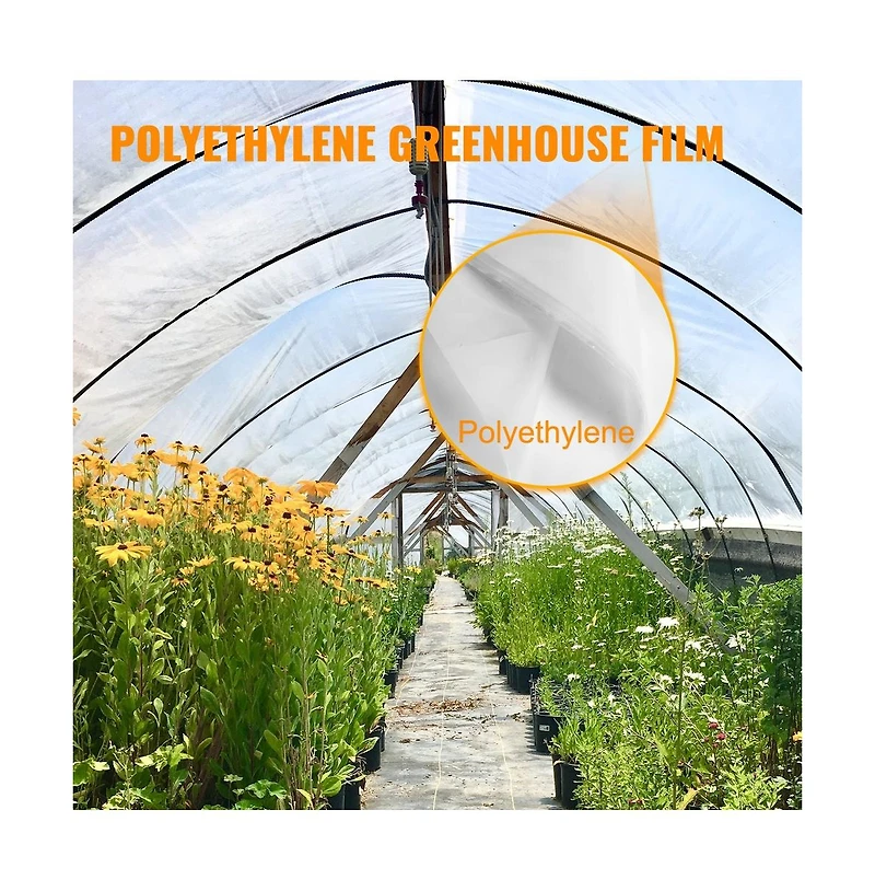 Sugift House Film 15 x 40 feet 6 Mil Polyethylene Plastic Cover Uv Resistant for Garden Crops
