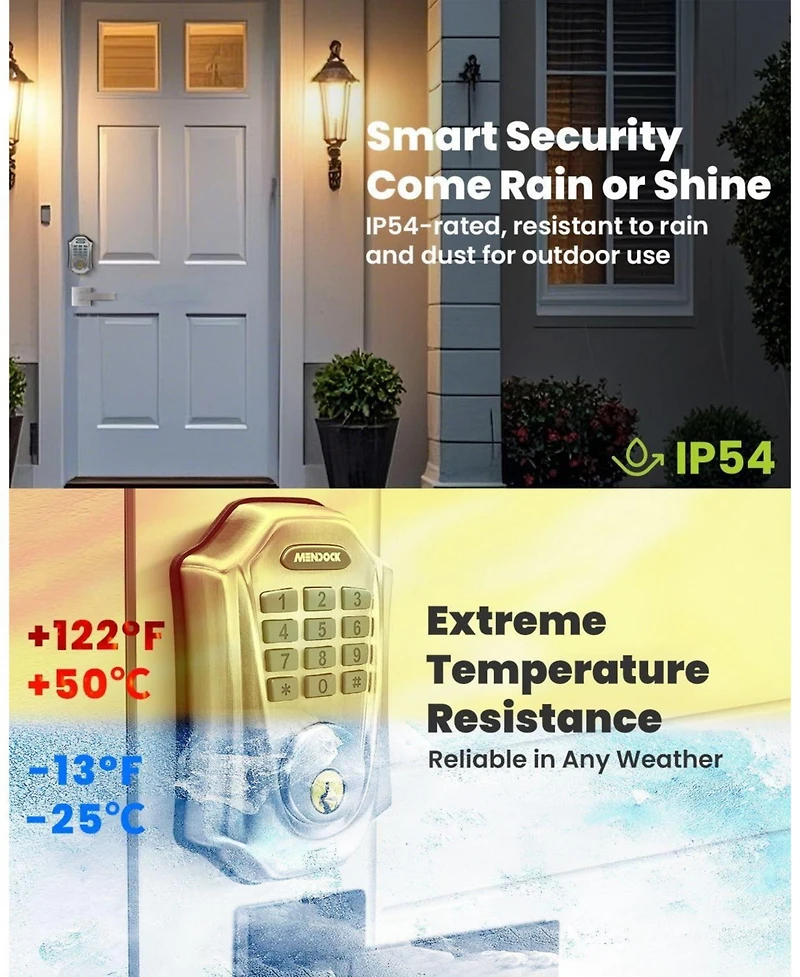 Zachvo Keyless-Entry Smartphone Bluetooth Deadbolt Smart Lock with Touch Keypad, Auto-Lock, IP54 Waterproof, Satin Nickel