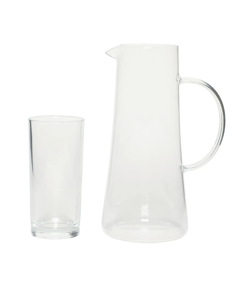 Gibson Home Boozy Brunch 7 Piece Glass Pitcher and Tumbler Set - 1.5L Pitcher with Six 13-14oz Tumblers, Everyday Beverage Set