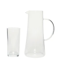 Gibson Home Boozy Brunch 7 Piece Glass Pitcher and Tumbler Set - 1.5L Pitcher with Six 13-14oz Tumblers, Everyday Beverage Set