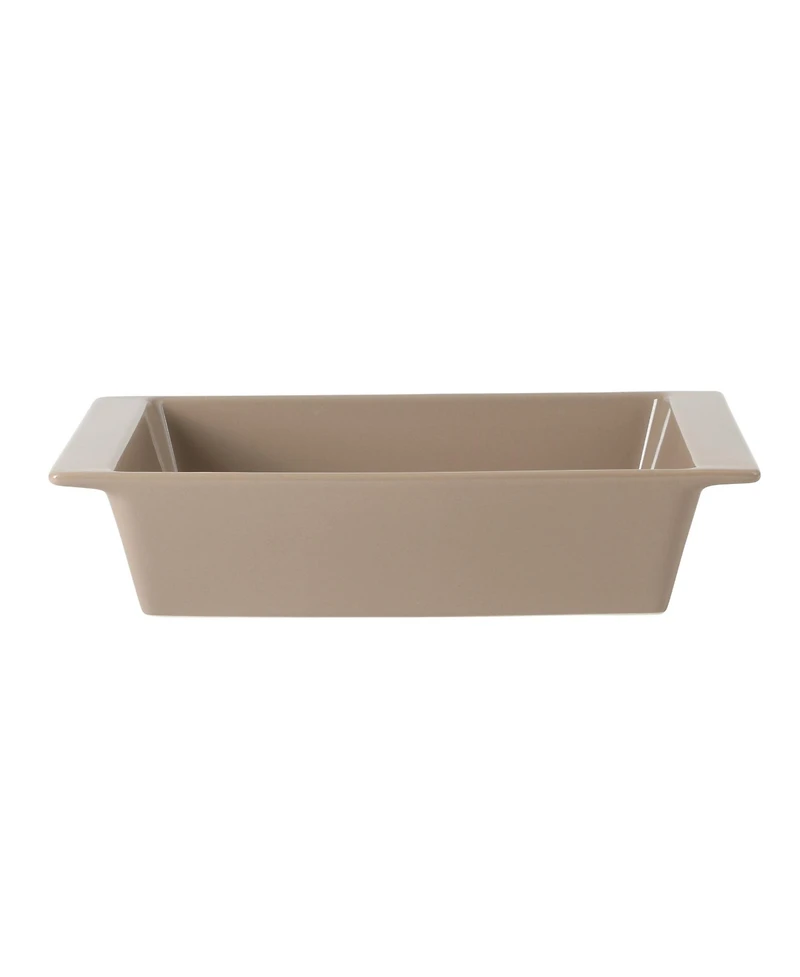 Gibson Home Elite 2.75-Quart 13.5" x 8.5" Stoneware Baking Dish with Acacia Wood Lid – Taupe Rectangular Oven Safe Baker