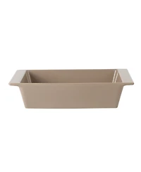 Gibson Home Elite 2.75-Quart 13.5" x 8.5" Stoneware Baking Dish with Acacia Wood Lid – Taupe Rectangular Oven Safe Baker