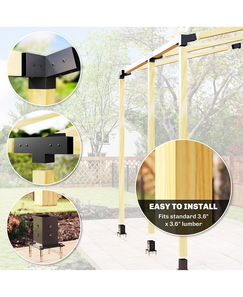 Outsunny Pergola Brackets, 15° Slanted Roof Pergola Bracket Kit