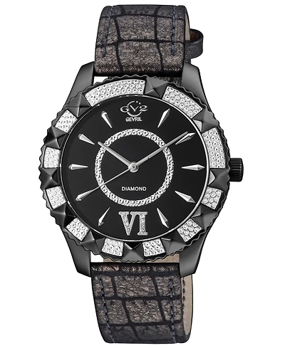 GV2 by Gevril Women's Venice Swiss Quartz Diamond Hand made Italian leather Strap Watch