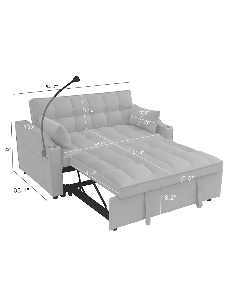 Lucky One Modern Velvet Loveseat Futon Sofa Couch With Pullout Bed