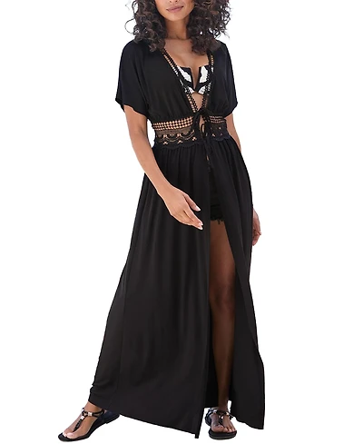 Lascana Women's Crochet Trim Cover up Beach Dress