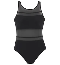 Lascana Women's Scoop Neck Mesh Detail One Piece Swimsuit Bra Sizing