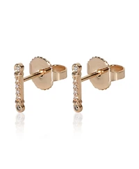 Pre-Owned Tiffany & Co Rose Gold Diamond Fluer De Lis Key Bar Earrings