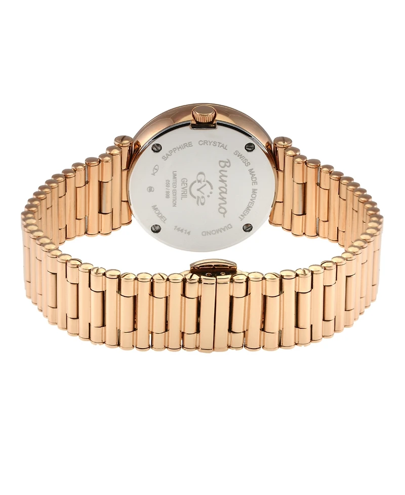 GV2 by Gevril Women's Burano Swiss Quartz Diamond Ip Stainless Steel Bracelet Watch