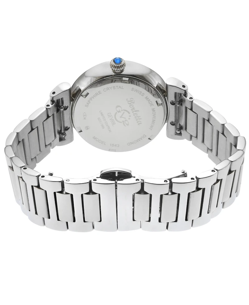 GV2 by Gevril Women's Berletta Swiss Quartz Diamond Silver Stainless Steel Bracelet Watch
