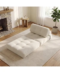 Costway Folding Sofa Bed, Convertible Sleeper Chair with Pillow Back Support Corduroy Cover