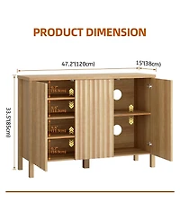 Yigii Fluted 3 Door Narrow Wooden Entryway Shoe Cabinet Storage