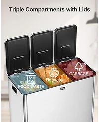 gaomon Dual Compartment Stainless Steel Kitchen Trash Can for Recycling