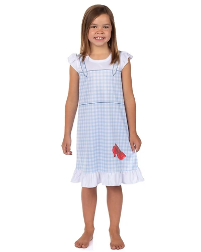 Wizard of Oz Girls Pajamas Dorothy Ruby Slippers Ruffle Cap-Sleeve Nightgown Loungewear