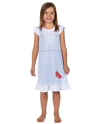 Wizard of Oz Girls Pajamas Dorothy Ruby Slippers Ruffle Cap-Sleeve Nightgown Loungewear