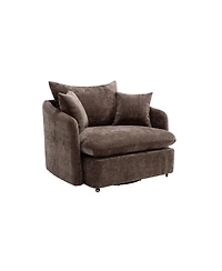 Streamdale Furniture 360degree(s) Swivel Oversized Armchair with 3 Pillows, Modern Brown Sofa Chair