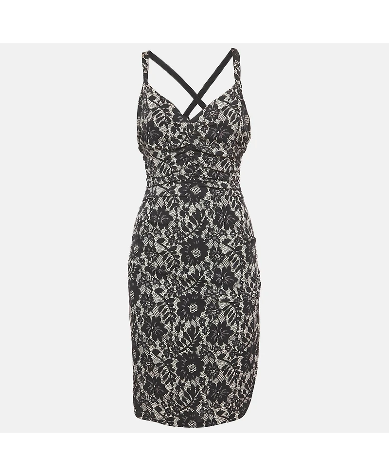 Pre-Owned Dolce & Gabbana Women's Lace Print Jersey Ruched Midi Dress