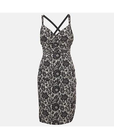 Pre-Owned Dolce & Gabbana Women's Lace Print Jersey Ruched Midi Dress