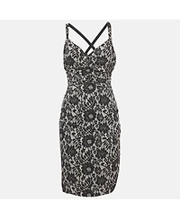 Pre-Owned Dolce & Gabbana Women's Lace Print Jersey Ruched Midi Dress