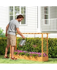 Sugift 45 Inch Wooden Raised Garden Bed with Lattice Trellis for Outdoor