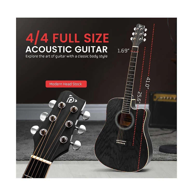 Pyle 41 Steel Strings Acoustic Guitar for Beginner and Adults