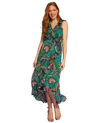 London Times Women's V-Neck High-Low Dress