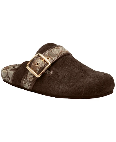 Coach Women's Signature Jacquard Round Toe Archival Buckle Clogs