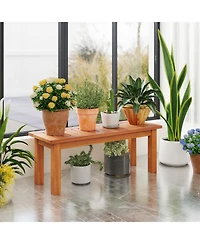 Sugift Wooden Plant Stand Outdoor Indoor Solid Wood Flower Pot Holder Display Shelf-s