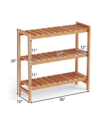 Sugift 3-Tier Solid Wood Plant Stand with Slatted Shelves
