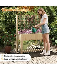 Sugift Raised Garden Bed With Trellis Wooden Elevated Planter Box With Legs