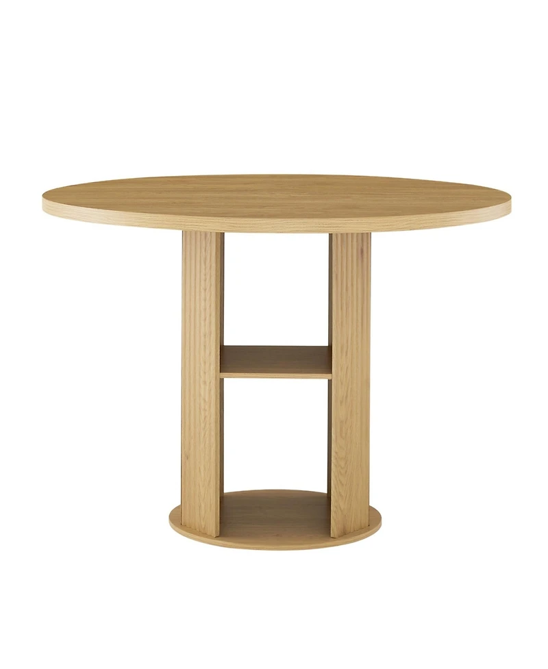 Sailvan Round Dining Table Set with 2 Chairs, 2-Tier Storage Shelf