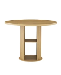 Sailvan Round Dining Table Set with 2 Chairs, 2-Tier Storage Shelf