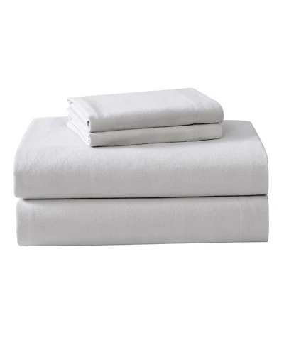 Laura Ashley Solid Cotton Flannel 4-Pc. Sheet Set