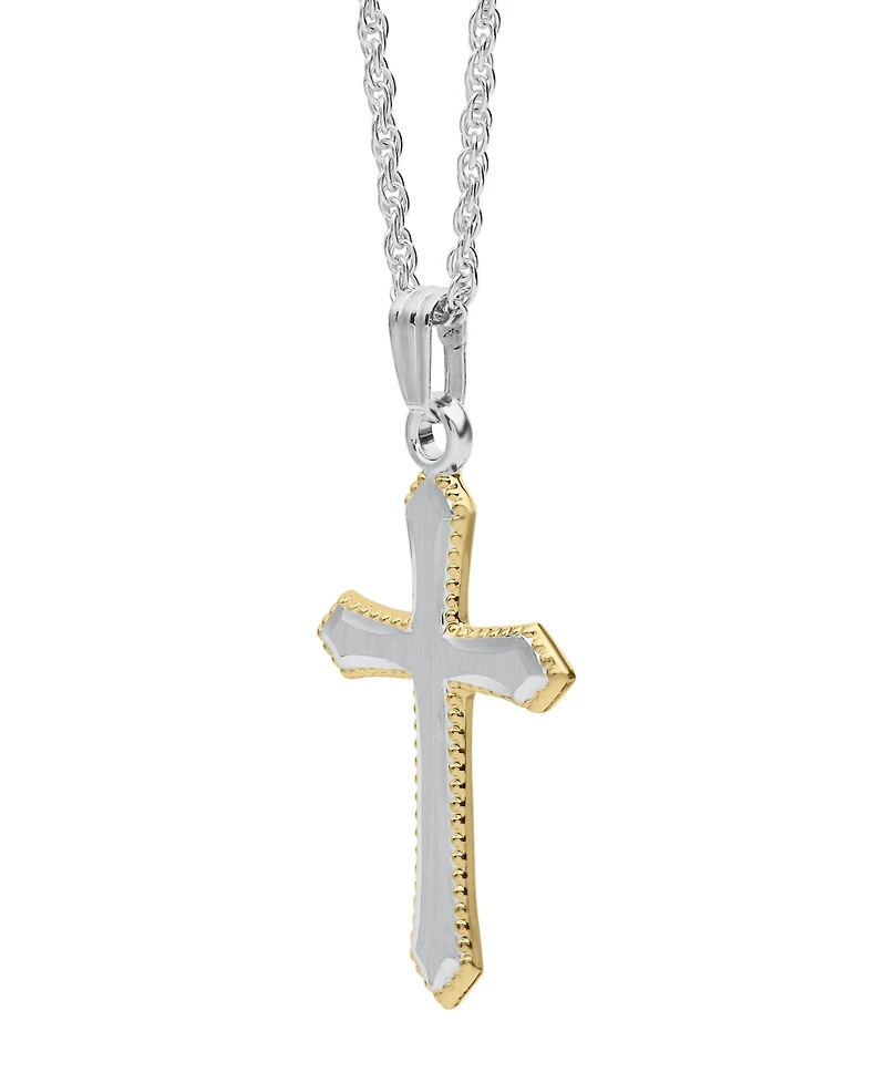 Macy's Engraved Edge Cross Pendant Necklace in Sterling Silver
