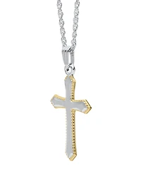 Macy's Engraved Edge Cross Pendant Necklace in Sterling Silver