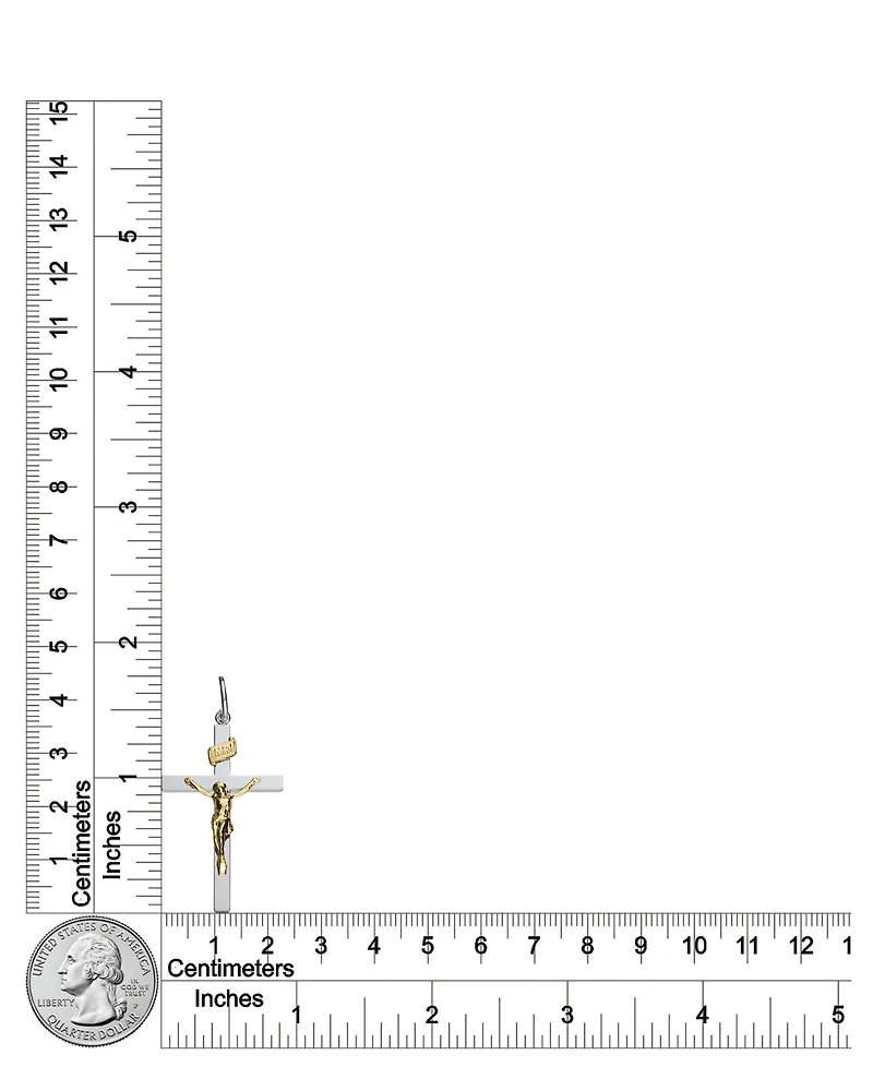Macy's Men's Two-Tone Crucifix Pendant Necklace in Sterling Silver