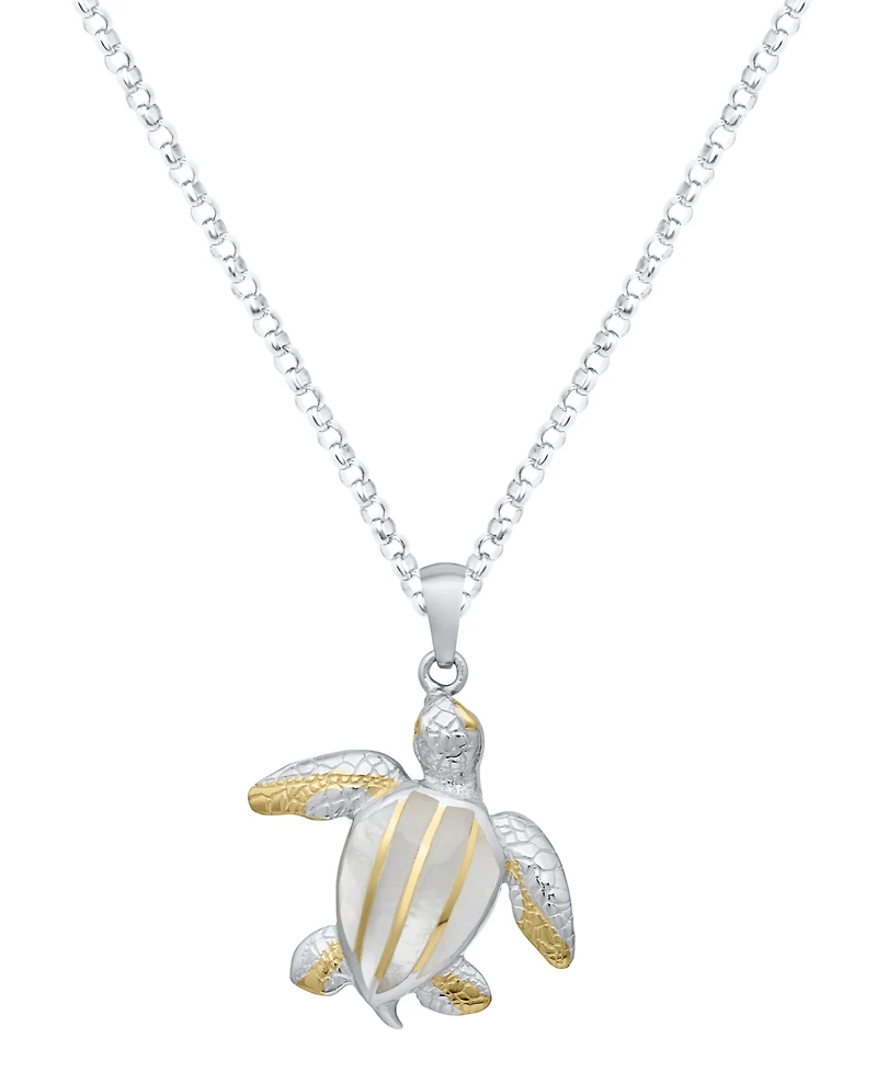 Macy's Abalone Turtle Pendant Necklace in Sterling Silver
