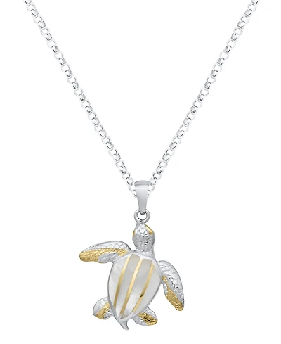 Macy's Abalone Turtle Pendant Necklace in Sterling Silver