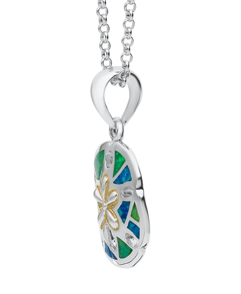 Macy's Kyocera Green & Blue Opal Sand Dollar Pendant Necklace in Sterling Silver