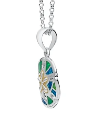Macy's Kyocera Green & Blue Opal Sand Dollar Pendant Necklace in Sterling Silver