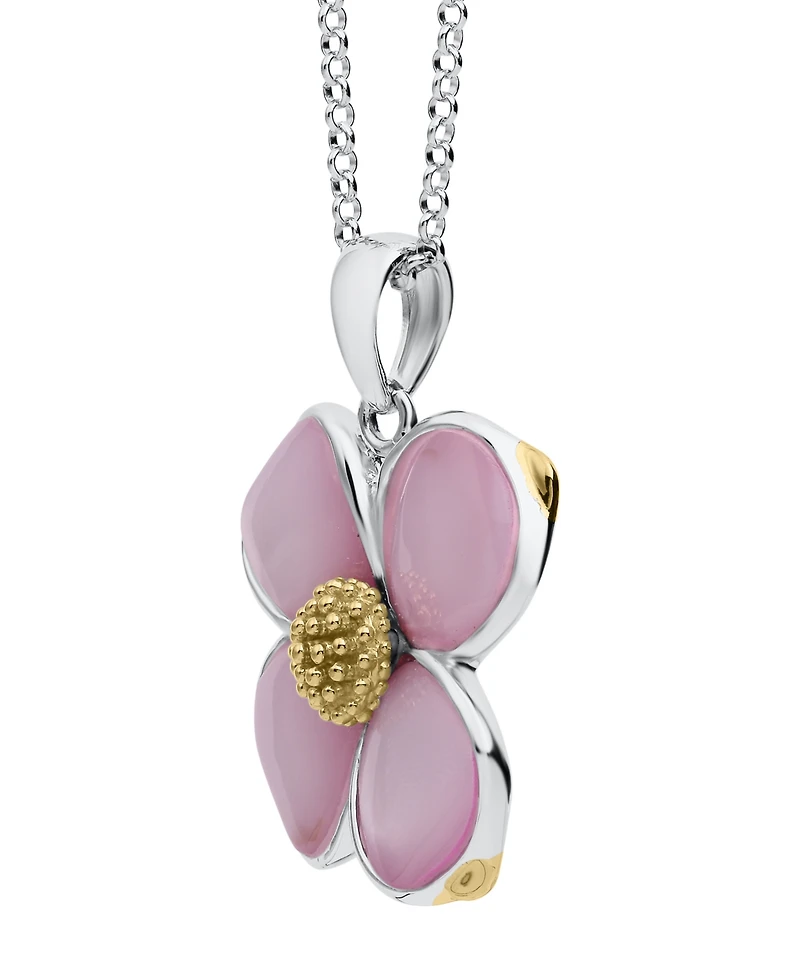 Macy's Pearl Dogwood Pendant Necklace in Sterling Silver