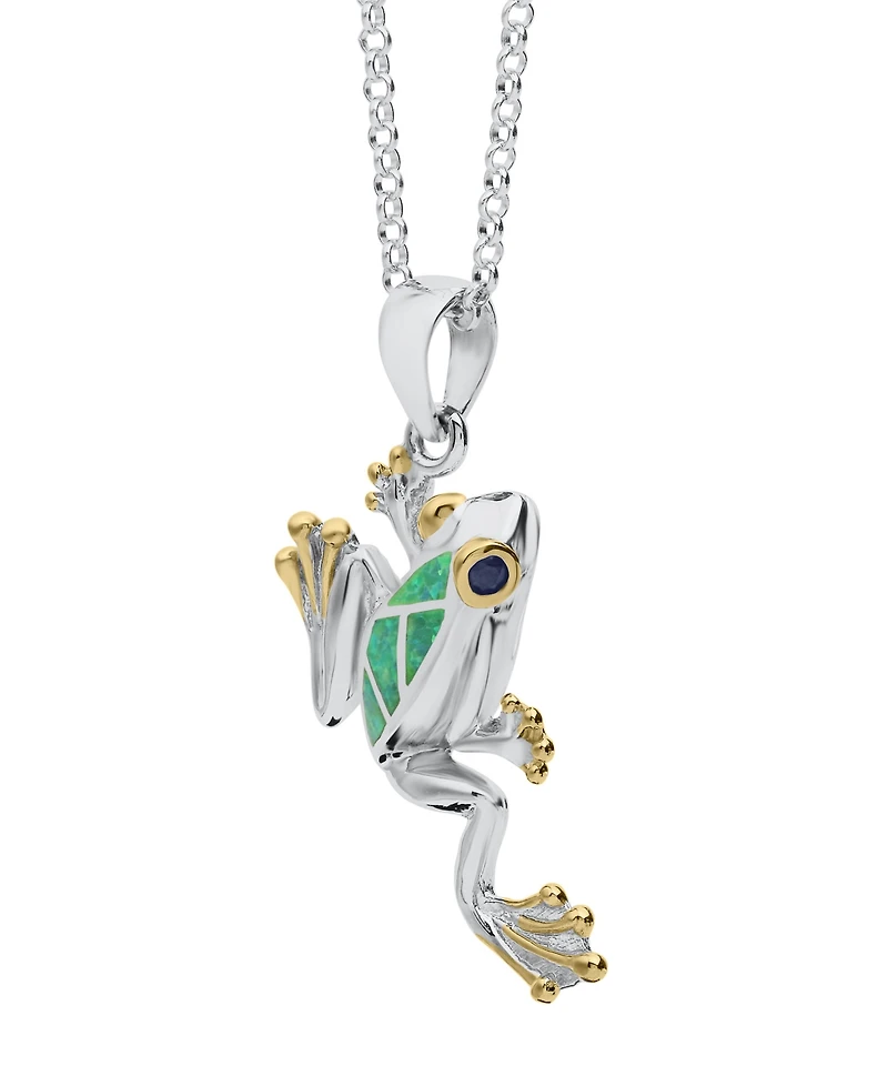 Macy's Kyocera Green Opal Tree Frog Pendant Necklace in Sterling Silver