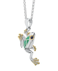 Macy's Kyocera Green Opal Tree Frog Pendant Necklace in Sterling Silver
