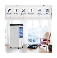 Topteng Portable Air Cooler Speed Evaporative Fan with Ice Crystals, Gal Tank & Remote for Bedroom