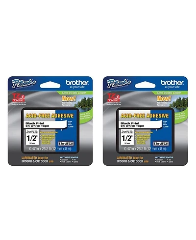 Brother 2 Pack 0.47" Black Print on Laminated Tape with Acid-Free Adhesive (26.2